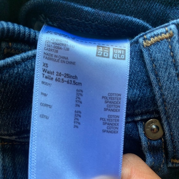 dark blue straight legged stretchy jeans. waist 24-25 inch, taille 60.5-63.5cm - Picture 2 of 2